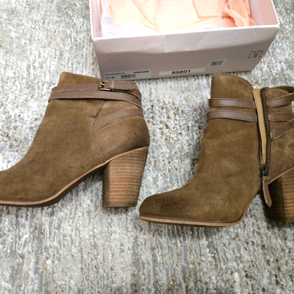 BP Brown Ankle Booties with Strap Detail